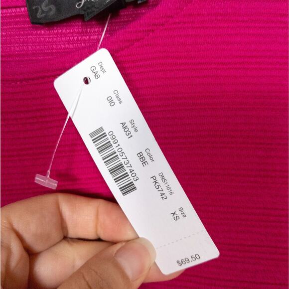 J CREW Button-Back Tiered Bell-Sleeve Knit Top in Bright Berry Women's XS - Picture 4 of 6